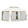 Outsunny Tonnelle Barnum Pavillon De Jardin Style Colonial Double Toit Toile Moustiquaires Et Toiles Amovibles 3,9L X 2,9l X 2,7H M écru - Ecru -Outsunny Soldes Magasin 18261307 1
