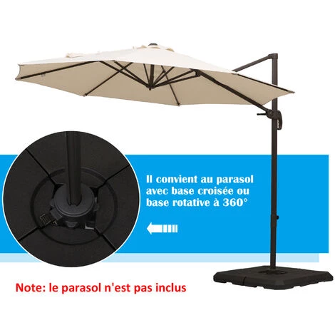 Outsunny Pied De Parasol Lot De 4 Dalles Pour Parasol à Lester Dim. Tot. 100L X 100l X 9,5H Cm HDPE Noir 6 Outsunny Pied De Parasol Lot De 4 Dalles Pour Parasol à Lester Dim. Tot. 100L X 100l X 9,5H Cm HDPE Noir – Image 4