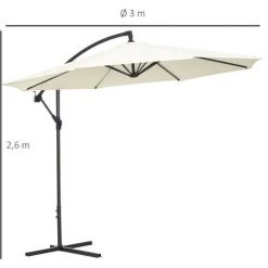 Outsunny Parasol Déporté Octogonal Inclinable Rabattable Diamètre 3 M Crème -Outsunny Soldes Magasin 18304203 3