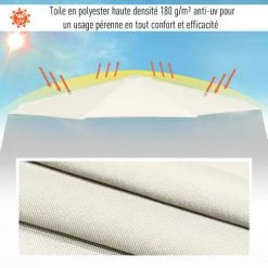 Outsunny Parasol Déporté Octogonal Inclinable Rabattable Diamètre 3 M Crème -Outsunny Soldes Magasin 18304203 4