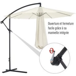 Outsunny Parasol Déporté Octogonal Inclinable Rabattable Diamètre 3 M Crème -Outsunny Soldes Magasin 18304203 5