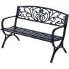 Outsunny Banc De Jardin Terrasse En Acier Fonte Noir 3 Places 127 X 60 X 85 Cm Charge Max 250 Kg -Outsunny Soldes Magasin 18304341 1
