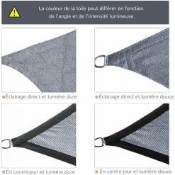Outsunny Voile D'ombrage Rectangulaire 6L X 4l M HDPE Gris - Gris -Outsunny Soldes Magasin 18396846 5