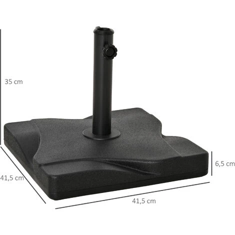 Outsunny Pied De Parasol Base De Lestage Parasol Carré Dim. 41,5L X 41,5I X 35H Cm Poids Net 20 Kg Ciment HDPE Noir 5 Outsunny Pied De Parasol Base De Lestage Parasol Carré Dim. 41,5L X 41,5I X 35H Cm Poids Net 20 Kg Ciment HDPE Noir – Image 3