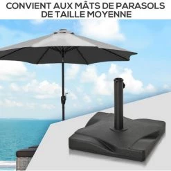 Outsunny Pied De Parasol Base De Lestage Parasol Carré Dim. 41,5L X 41,5I X 35H Cm Poids Net 20 Kg Ciment HDPE Noir 10 Outsunny Pied De Parasol Base De Lestage Parasol Carré Dim. 41,5L X 41,5I X 35H Cm Poids Net 20 Kg Ciment HDPE Noir -Outsunny Soldes Magasin 18552422 4