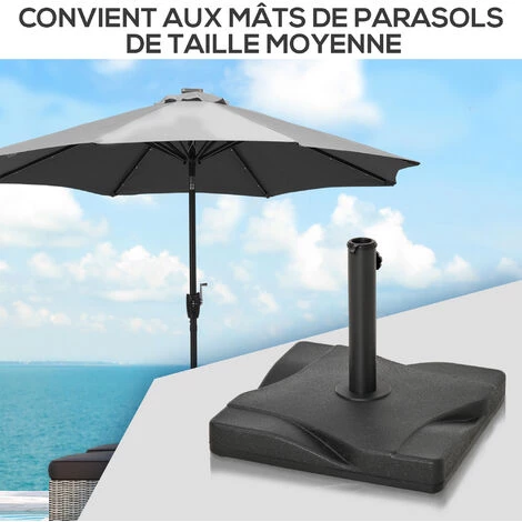 Outsunny Pied De Parasol Base De Lestage Parasol Carré Dim. 41,5L X 41,5I X 35H Cm Poids Net 20 Kg Ciment HDPE Noir 6 Outsunny Pied De Parasol Base De Lestage Parasol Carré Dim. 41,5L X 41,5I X 35H Cm Poids Net 20 Kg Ciment HDPE Noir – Image 4
