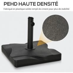 Outsunny Pied De Parasol Base De Lestage Parasol Carré Dim. 41,5L X 41,5I X 35H Cm Poids Net 20 Kg Ciment HDPE Noir 11 Outsunny Pied De Parasol Base De Lestage Parasol Carré Dim. 41,5L X 41,5I X 35H Cm Poids Net 20 Kg Ciment HDPE Noir -Outsunny Soldes Magasin 18552422 5