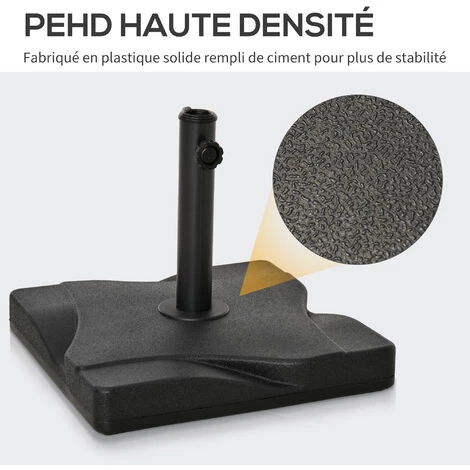 Outsunny Pied De Parasol Base De Lestage Parasol Carré Dim. 41,5L X 41,5I X 35H Cm Poids Net 20 Kg Ciment HDPE Noir 7 Outsunny Pied De Parasol Base De Lestage Parasol Carré Dim. 41,5L X 41,5I X 35H Cm Poids Net 20 Kg Ciment HDPE Noir – Image 5