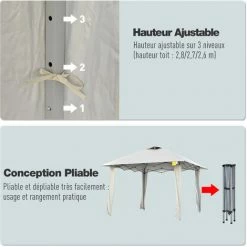 Outsunny Tonnelle Barnum De Jardin Pop-up Pliant 3,35L X 3,35l X 2,80H M Acier époxy Polyester Anti UV Crème - Crème 11 Outsunny Tonnelle Barnum De Jardin Pop-up Pliant 3,35L X 3,35l X 2,80H M Acier époxy Polyester Anti UV Crème - Crème -Outsunny Soldes Magasin 18630905 5