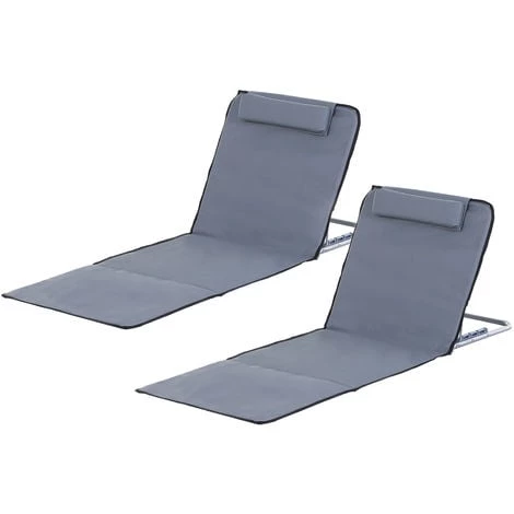 Outsunny Lot De 2 Tapis De Plage Rembourré - Matelas De Plage - Nattes De Plage - Dossier Inclinable Multi-positions - Sac Transport Inclus - Métal Polyester PE Gris 3 Outsunny Lot De 2 Tapis De Plage Rembourré - Matelas De Plage - Nattes De Plage - Dossier Inclinable Multi-positions - Sac Transport Inclus - Métal Polyester PE Gris