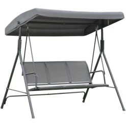 Outsunny Balancelle De Jardin 3 Places Grand Confort Toit Inclinaison Réglable Assise Et Dossier Ergonomique Acier Textilène Gris - Gris