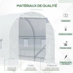 Outsunny Serre De Jardin Tunnel Surface Sol 9 M² 4,5L X 2l X 2H M Châssis Tubulaire Renforcé 18 Mm 6 Fenêtres Blanc 11 Outsunny Serre De Jardin Tunnel Surface Sol 9 M² 4,5L X 2l X 2H M Châssis Tubulaire Renforcé 18 Mm 6 Fenêtres Blanc -Outsunny Soldes Magasin 18679912 5