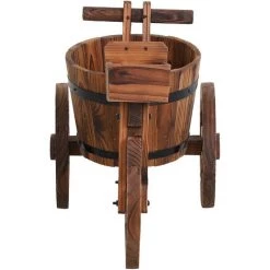 Outsunny Porte Plante Tricycle - étagère De Pots De Fleurs - Jardinière Dim. 52L X 31l X 45H Cm - Bois De Sapin -Outsunny Soldes Magasin 18968277 5