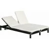 Outsunny Bain De Soleil Transat 2 Places - Grand Confort - Dossier Inclinable Multi-positions - Matelas Fournis Crème - Résine Tressée 4 Fils Noir -Outsunny Soldes Magasin 18968295 1