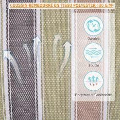 Outsunny Chaise Suspendue Hamac De Voyage Respirant Portable Dim. 100L X 49l X 106H Cm Coton Macramé Polyester Multicolore Rayé -Outsunny Soldes Magasin 19450729 5