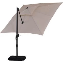 Outsunny Parasol Déporté Carré Double Toit Inclinable Pivotant Manivelle Lestage Inclus Dim. 2,7L X 2,7l X 2,6H M Acier Polyester Beige - Beige -Outsunny Soldes Magasin 19532707 4