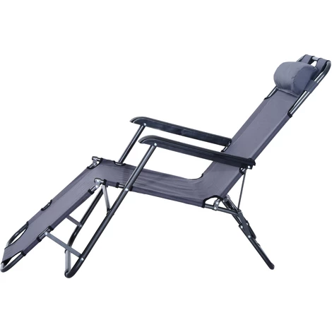 Outsunny Chaise Longue Pliable Bain De Soleil Transat De Relaxation Dossier Inclinable Avec Repose-pied Polyester Oxford Gris - Gris 4 Outsunny Chaise Longue Pliable Bain De Soleil Transat De Relaxation Dossier Inclinable Avec Repose-pied Polyester Oxford Gris - Gris – Image 2