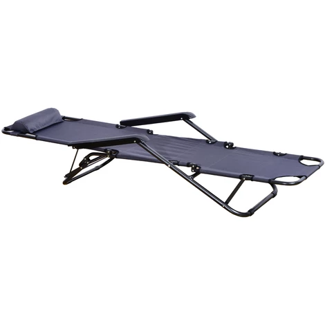 Outsunny Chaise Longue Pliable Bain De Soleil Transat De Relaxation Dossier Inclinable Avec Repose-pied Polyester Oxford Gris - Gris 5 Outsunny Chaise Longue Pliable Bain De Soleil Transat De Relaxation Dossier Inclinable Avec Repose-pied Polyester Oxford Gris - Gris – Image 3