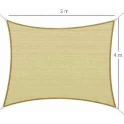 Outsunny Voile D'ombrage Rectangulaire 3 X 4 M Polyéthylène Haute Densité Résistant Aux UV Coloris Sable - Beige -Outsunny Soldes Magasin 19842643 3