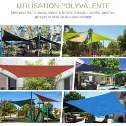 Outsunny Voile D'ombrage Rectangulaire 3 X 4 M Polyéthylène Haute Densité Résistant Aux UV Coloris Sable - Beige -Outsunny Soldes Magasin 19842643 4