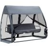 Outsunny Balancelle De Jardin Convertible 3 Places Grand Confort : Matelas Assise Dossier, Moustiquaire Intégrale Zippée Avec Toit, Pochette Rangement Métal époxy Polyester Gris -Outsunny Soldes Magasin 19842687 1