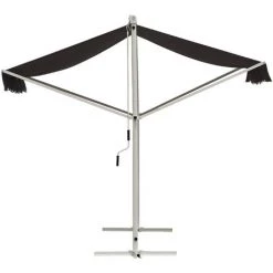 Outsunny Store Double Pente Manuel Rétractable Inclinaison Réglable Métal époxy Blanc Polyester Imperméabilisé Anti-UV Gris Dim. 3,95L X 2,98l X 2,55H M - Gris -Outsunny Soldes Magasin 20157743 4