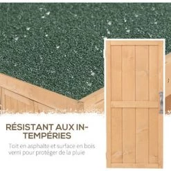 Outsunny Armoire De Jardin Sur Pied Double Porte étagère Et Toit Bitumé Relevable Dim. 74L X 43l X 88H Cm Bois Massif De Sapin -Outsunny Soldes Magasin 20157748 4