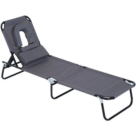 Outsunny Transat De Jardin Chaise Longue Pliante Bain De Soleil Pour Lecture Gris - Gris 3 Outsunny Transat De Jardin Chaise Longue Pliante Bain De Soleil Pour Lecture Gris - Gris