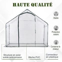 Outsunny Serre De Jardin Balcon Terrasse Serre Pour Tomates 1,8L X 1l X 1,68H M Acier PVC Imperméable Transparent Vert - Transparent -Outsunny Soldes Magasin 24594318 4