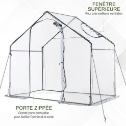Outsunny Serre De Jardin Balcon Terrasse Serre Pour Tomates 1,8L X 1l X 1,68H M Acier PVC Imperméable Transparent Vert - Transparent -Outsunny Soldes Magasin 24594318 5