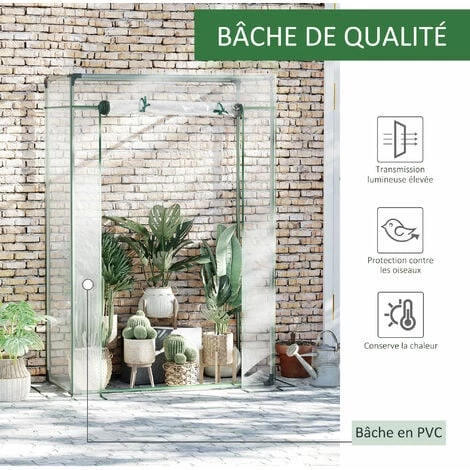Outsunny Serre De Jardin Serre à Tomates 1L X 0,5l X 1,5H M Porte Zippée Déroulante Acier Thermolaqué PVC Haute Densité 140 G/m² Anti-UV 6 Outsunny Serre De Jardin Serre à Tomates 1L X 0,5l X 1,5H M Porte Zippée Déroulante Acier Thermolaqué PVC Haute Densité 140 G/m² Anti-UV – Image 4