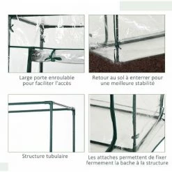 Outsunny Serre De Jardin Serre à Tomates 1L X 0,5l X 1,5H M Porte Zippée Déroulante Acier Thermolaqué PVC Haute Densité 140 G/m² Anti-UV 11 Outsunny Serre De Jardin Serre à Tomates 1L X 0,5l X 1,5H M Porte Zippée Déroulante Acier Thermolaqué PVC Haute Densité 140 G/m² Anti-UV -Outsunny Soldes Magasin 25006879 5