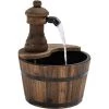 Outsunny Fontaine De Jardin Tonneau Pompe à Eau Submersible Incluse Ø 27 X 37H Cm Bois De Pin Marron -Outsunny Soldes Magasin 25007351 1
