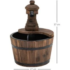 Outsunny Fontaine De Jardin Tonneau Pompe à Eau Submersible Incluse Ø 27 X 37H Cm Bois De Pin Marron -Outsunny Soldes Magasin 25007351 3