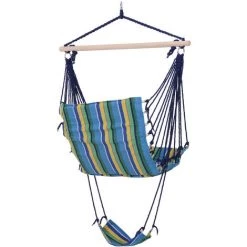 Outsunny Chaise Suspendue Hamac De Voyage Respirant Portable Dim. 58L X 43l X 71H M Coton Polyester Multicolore -Outsunny Soldes Magasin 25007398 5