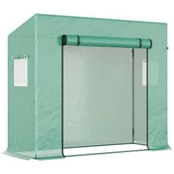 Outsunny Serre De Jardin 200L X 73l X 168H Cm Acier PE Haute Densité 140 G/m² Anti-UV Avec Porte Zippée Déroulante Et Fenêtres Vert - Vert
