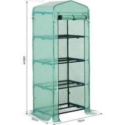 Outsunny Serre De Jardin Balcon étagère Serre 4 Niveaux 0,7L X 0,5l X 1,6H M Acier Galvanisé Bâche Amovible PE Haute Densité Vert - Vert -Outsunny Soldes Magasin 25007468 3