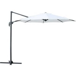 Outsunny Parasol Déporté Octogonal Inclinable Manivelle Avec Pied En Acier Ø 2,94 X 2,48H M Blanc - Blanc