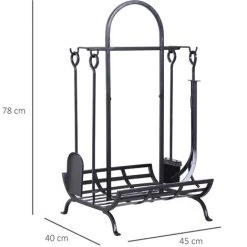 Outsunny Serviteur De Cheminée - Porte Bûches - Range Bûches Multi Accessoires Dim. 45L X 40l X 78H Cm Métal Noir 9 Outsunny Serviteur De Cheminée - Porte Bûches - Range Bûches Multi Accessoires Dim. 45L X 40l X 78H Cm Métal Noir -Outsunny Soldes Magasin 25007760 3