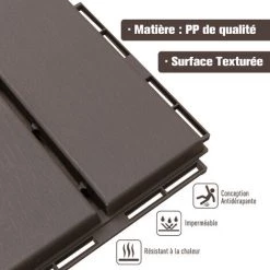 Outsunny Caillebotis - Dalles Terrasse - Lot De 9 - Emboîtables, Installation Très Simple - Petits Carreaux Composite Plastique Imitation Bois Chocolat - Marron -Outsunny Soldes Magasin 25008167 5