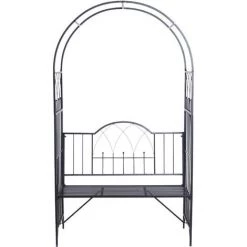 Outsunny Arche à Rosiers Banc De Jardin 2 Places 2 En 1 Dim. 115L X 59l X 203H Cm Métal époxy Noir - Noir