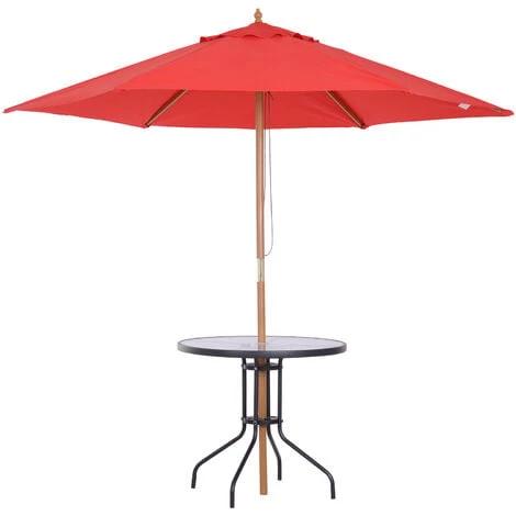 Outsunny Table Ronde Bistro De Jardin Dim. Ø 80 X 72H Cm Espace Installation Parasol Acier époxy Noir Plateau Verre Trempé - Noir 6 Outsunny Table Ronde Bistro De Jardin Dim. Ø 80 X 72H Cm Espace Installation Parasol Acier époxy Noir Plateau Verre Trempé - Noir – Image 4