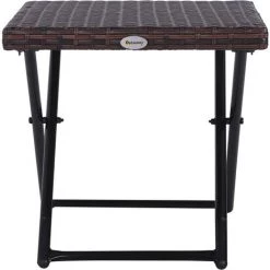 Outsunny Table Basse Pliable De Jardin Style Cosy Chic Dim. 40L X 40l X 40H Cm Métal époxy Résine Tressée Imitation Rotin Marron -Outsunny Soldes Magasin 25008324 5