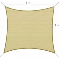 Outsunny Voile D'ombrage Carré 3 X 3 M Polyéthylène Haute Densité Résistant Aux UV Coloris Sable - Beige -Outsunny Soldes Magasin 25008648 3