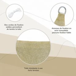 Outsunny Voile D'ombrage Carré 3 X 3 M Polyéthylène Haute Densité Résistant Aux UV Coloris Sable - Beige -Outsunny Soldes Magasin 25008648 4