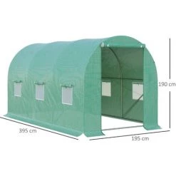 Outsunny Serre De Jardin Tunnel 8 M² 4L X 2l X 1,9H M Acier Galvanisé Renforcé Diamètre 2,4 Cm + PE Haute Densité Fenêtres Porte Vert -Outsunny Soldes Magasin 25009052 3