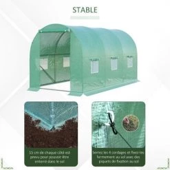 Outsunny Serre De Jardin Tunnel 8 M² 4L X 2l X 1,9H M Acier Galvanisé Renforcé Diamètre 2,4 Cm + PE Haute Densité Fenêtres Porte Vert -Outsunny Soldes Magasin 25009052 4