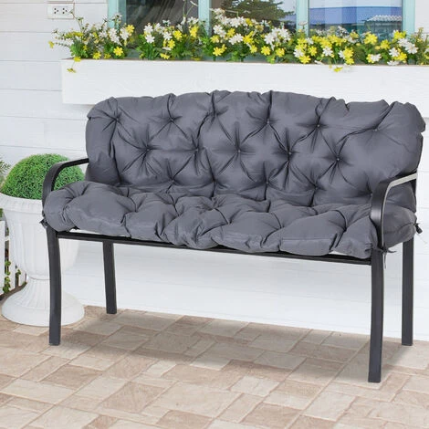 Outsunny Coussin Matelas Assise Dossier Pour Banc De Jardin Balancelle Canapé 2 Places Grand Confort 120 X 110 X 12 Cm Gris - Gris 4 Outsunny Coussin Matelas Assise Dossier Pour Banc De Jardin Balancelle Canapé 2 Places Grand Confort 120 X 110 X 12 Cm Gris - Gris – Image 2