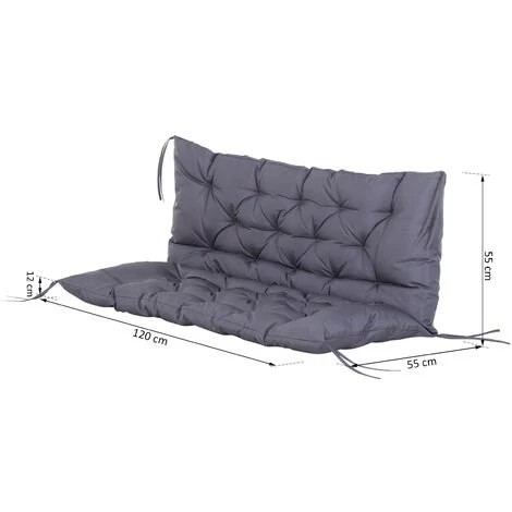 Outsunny Coussin Matelas Assise Dossier Pour Banc De Jardin Balancelle Canapé 2 Places Grand Confort 120 X 110 X 12 Cm Gris - Gris 5 Outsunny Coussin Matelas Assise Dossier Pour Banc De Jardin Balancelle Canapé 2 Places Grand Confort 120 X 110 X 12 Cm Gris - Gris – Image 3