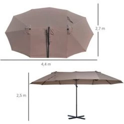 Outsunny Parasol Déporté Grande Taille XXL Inclinable Dim. 4,4L X 2,7l X 2,5H M Piètement En Acier Inclus Polyester Marron -Outsunny Soldes Magasin 25009174 3